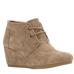Toms Taupe Desert Wedge Suede Bootie Boot Shoes size 11